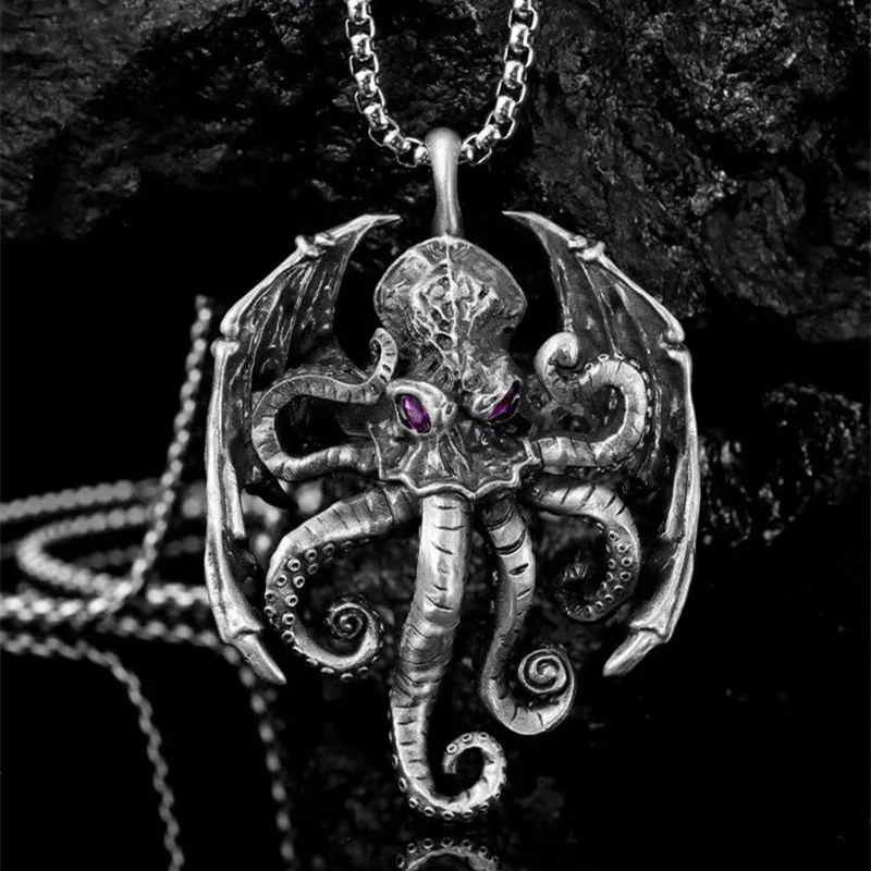 Gothic Octopus Monster Animal Pendant Necklace Men's Biker Punk Rock Trendy Jewelry