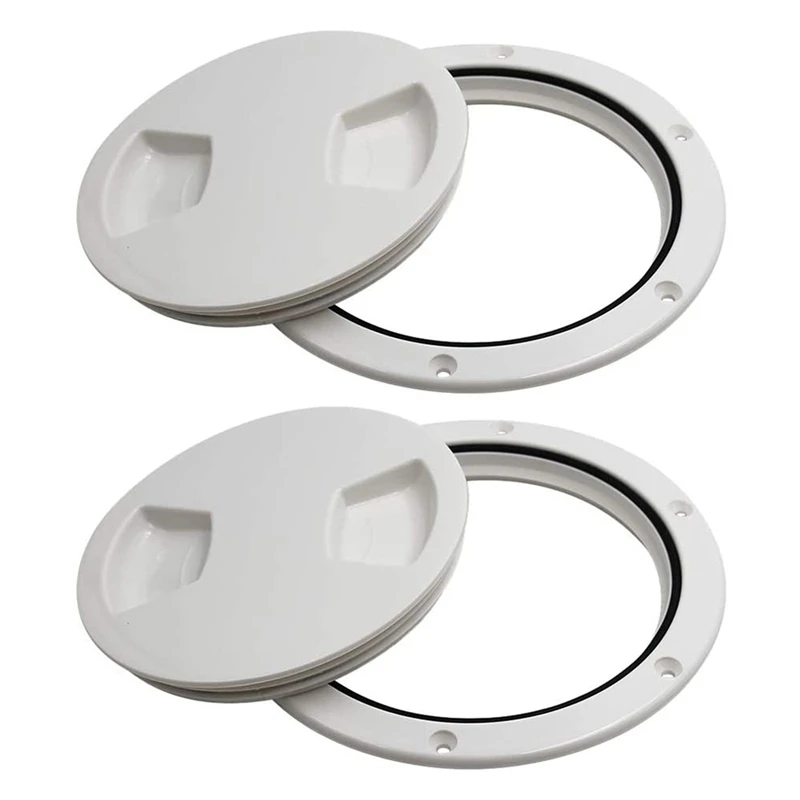 2 Pcs Marine RV 5 Inch Access Hatch Cover Twist Out Deck Plate,Round Non-Slip Hatch-Removable Waterproof Sealing Cover