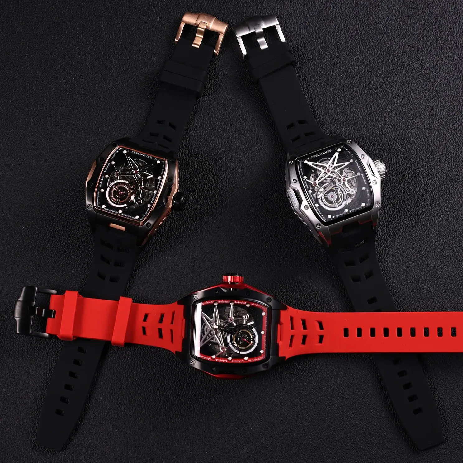 FEELENEVER Design Men Automatic Watch Skeleton Mechanical Wristwatch Stainless Steel Case Sapphire Crystal Waterproof 2024 New