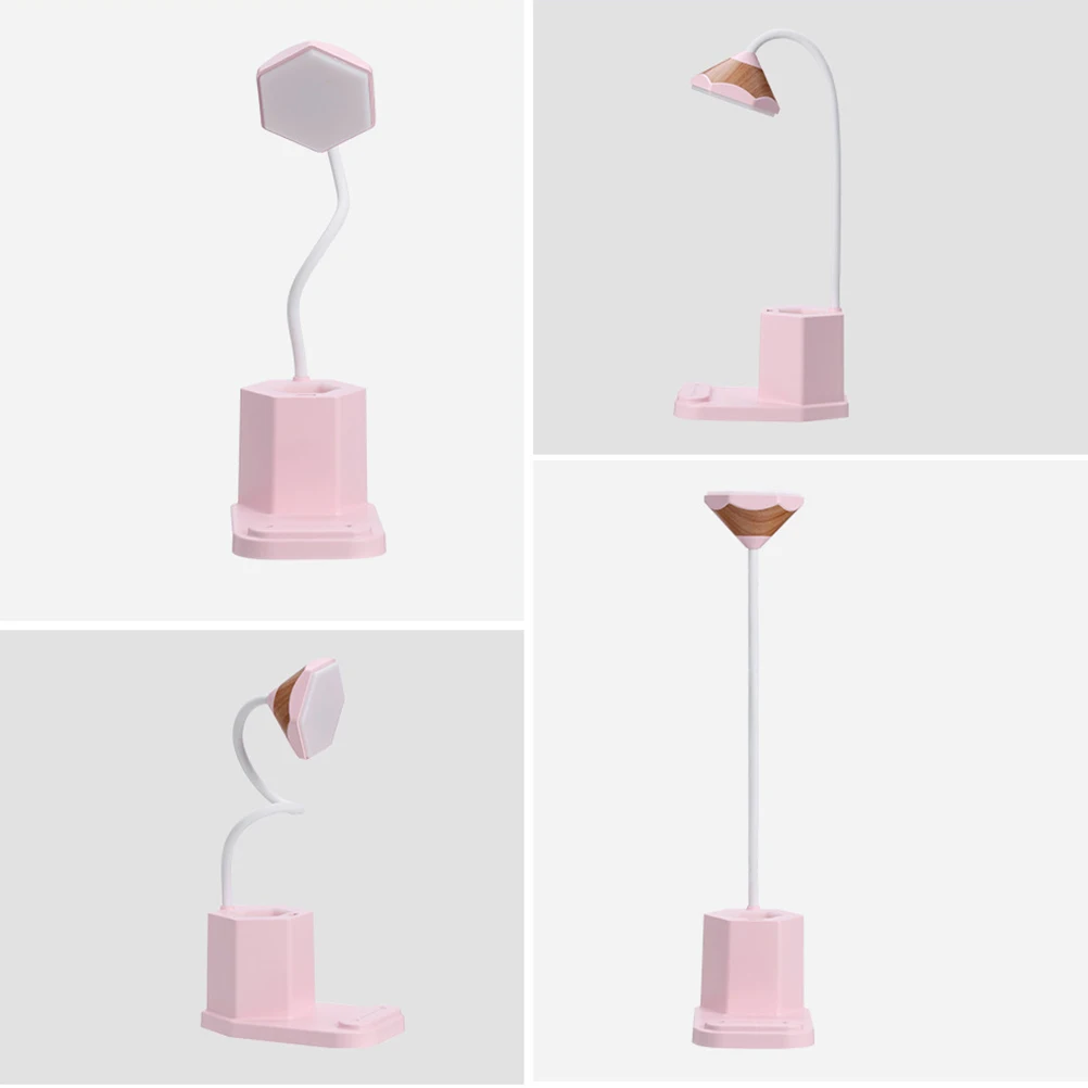 1PC Touch Tisch Lampe USB Lade Augenschutz Lernen Lampe Stift Container LED Desktop Lampe (Rosa)