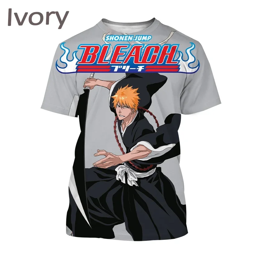 2024 New Hot sale Kurosaki Ichigo 3D Print T-shirt Anime BLEACH Men's/Women's O-neck Short-sleeved Tee Top Fashion Kids Clothing