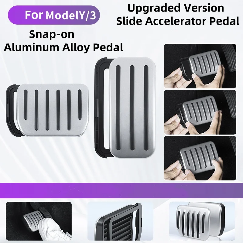 

New For Tesla Model Y 3 Upgrade Foot Pedal Pads Cover Non-slip Accelerator Brake Rest Performance Aluminum Mats Accessories