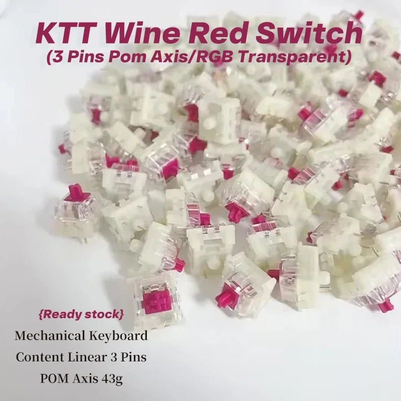 KTT Wine Red V2 45g Linear Switch 3 Pins POM Hot Plug Mechanical Keyboard Custom Switches RGB Gaming Keyboard Switch