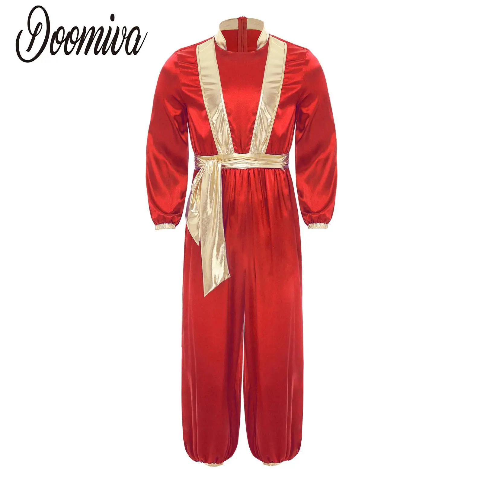 

Men Halloween Cartoon Captain Cosplay Costume Long Sleeves Zipper Jumpsuits Theme Party Carnival Arab Prince Role Play Clothes