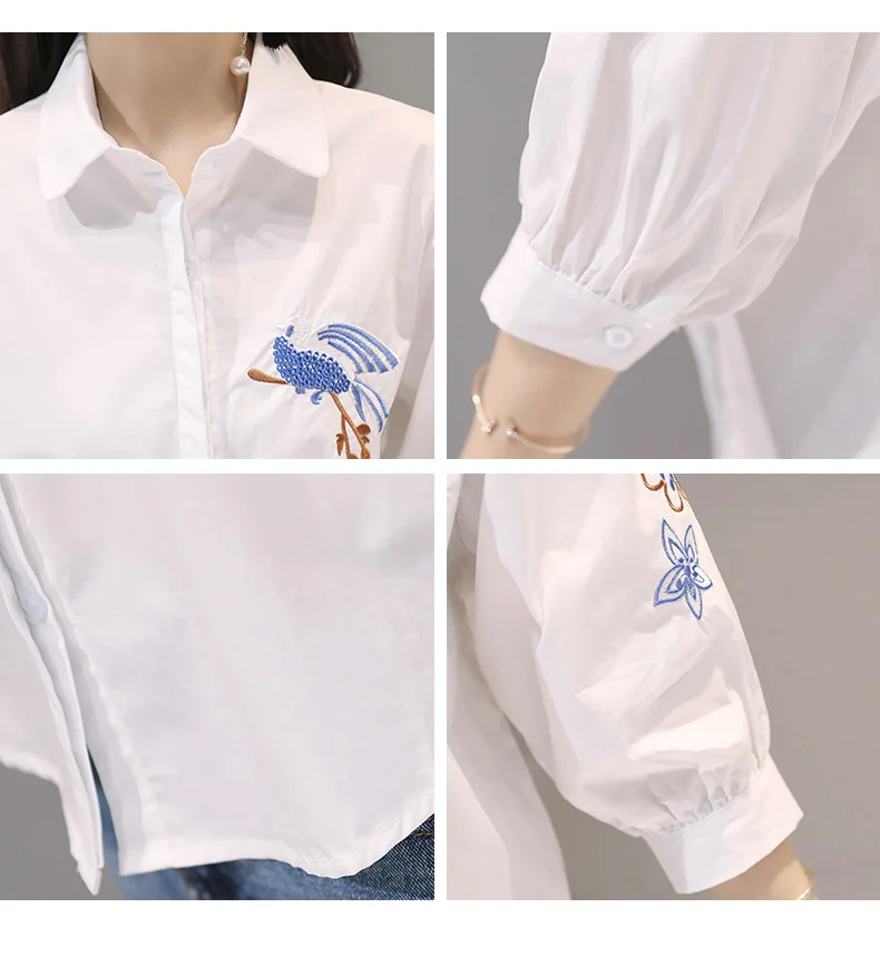 It Goes with Everything Embroidered Summer Five-point sleeve Shirt 2023 New Literary Women Temperament Lapel Casual Tops