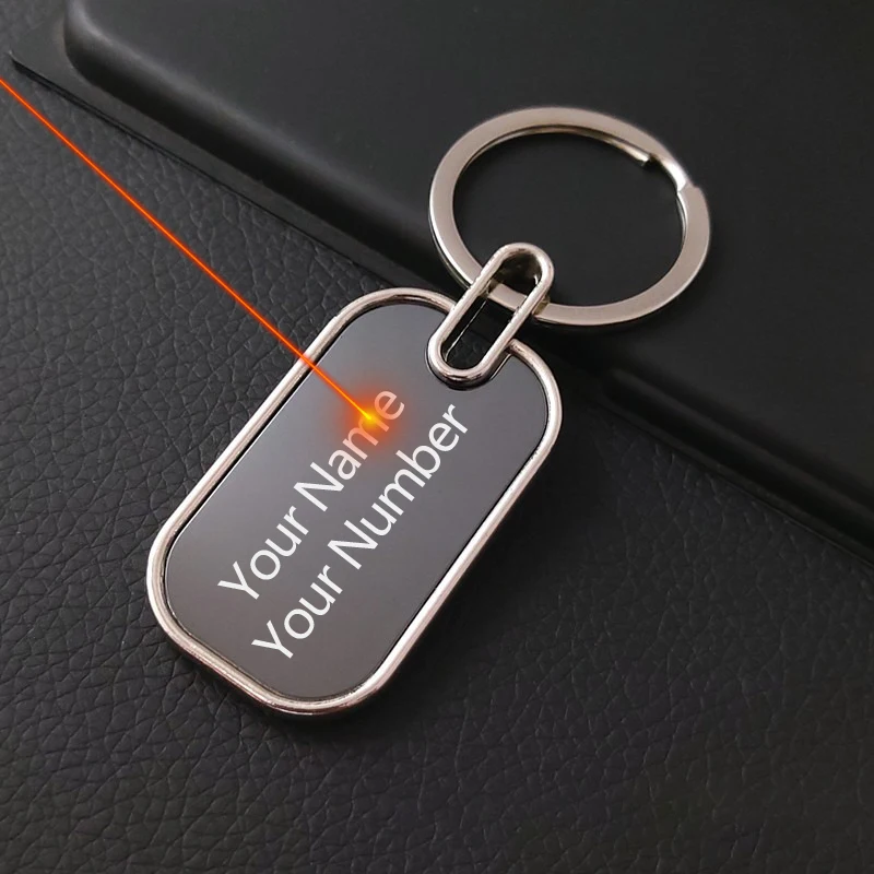 Custom Logo Both Sides Anti-Lost Keychain Personalized Car Number Plate Charms for Men Women Couple Lover Gift Key Chain Ring