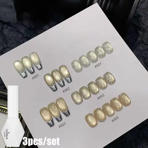 1pcs SHAKA Champagne Autumn Cat Eye Gel Nail Polish Autumn And Winter Golden Atmosphere Whitening Versatile Nail Enhancement Art