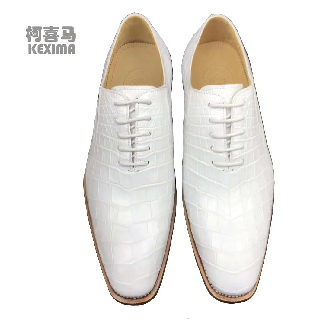 

yingshang new arrival men dress shoes men crocodile leather shoes male wedding shoes white shoes leather sole shoes luce up