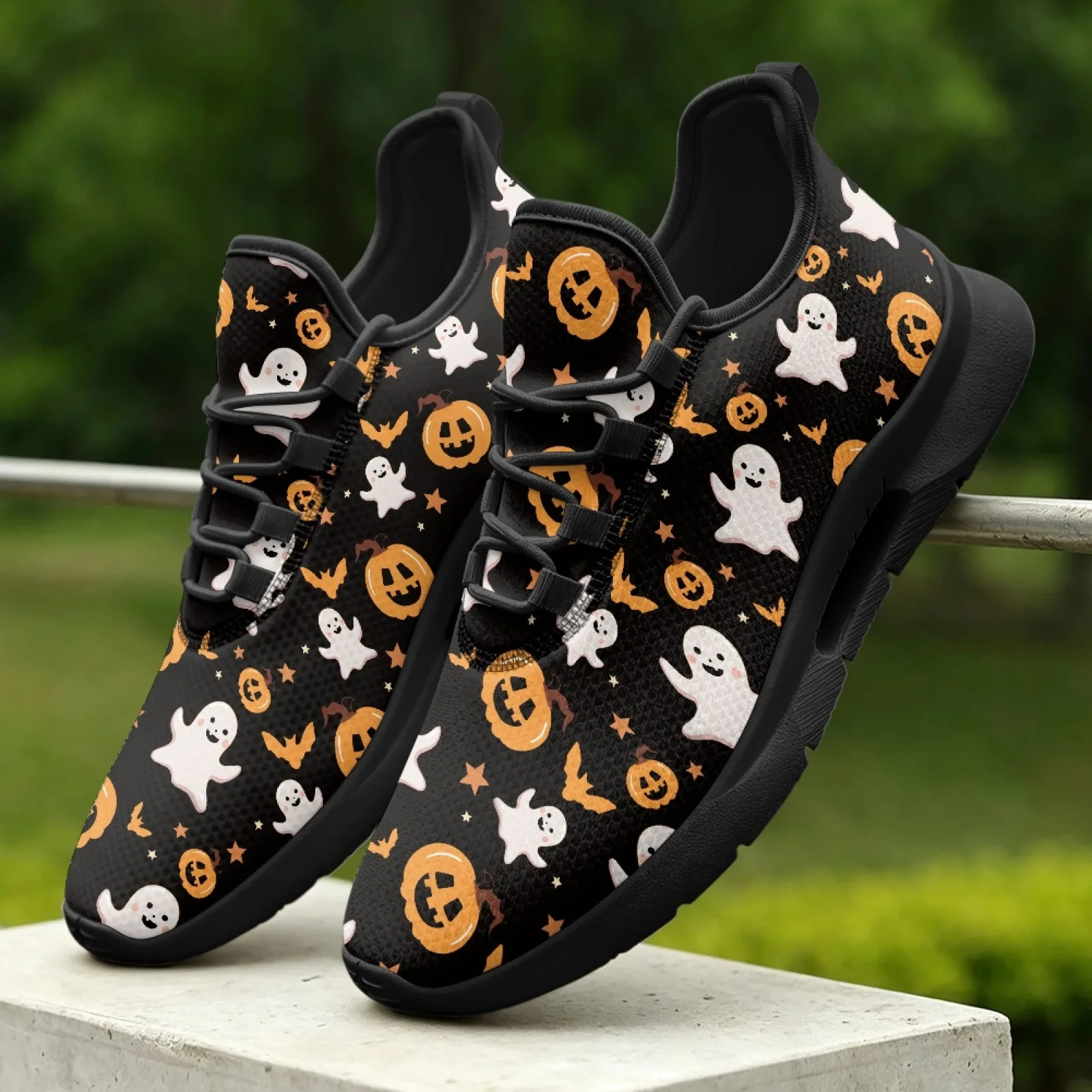 PENSTROLL Pumpkin Ghost Stylish Footwear Walking Shoes for Mens, Height-increasing Breathable Walking Running Shoes