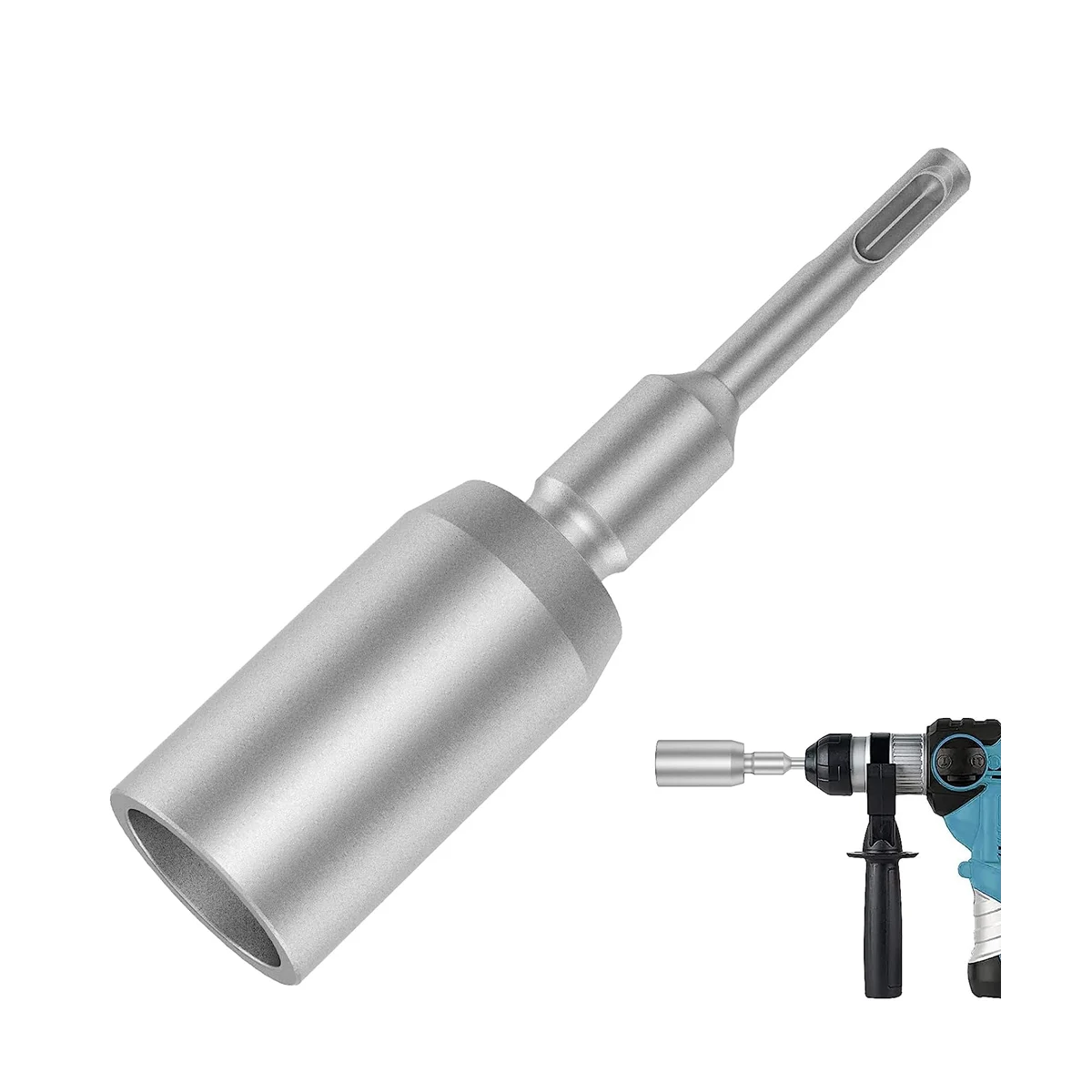 

SDS-Plus T Post Ground Rod Driver, Drill Bit Driver Durable Hammer Drill Rod Converter for Hammer Drill Grounding Rods C