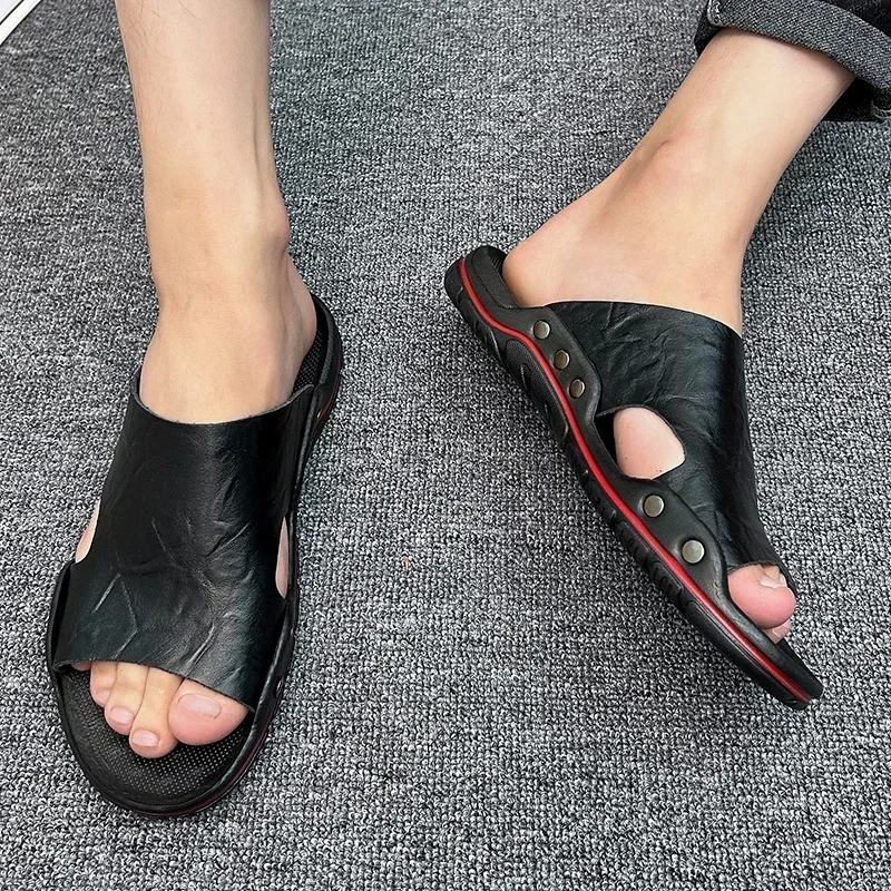 Männer Hausschuhe Männer Strand Rutschen EVA Flip-Flops Leichte Bequeme Pu Leder Reise Hausschuhe Männer Sommer Schuhe Mann Sandalen – Detail 15