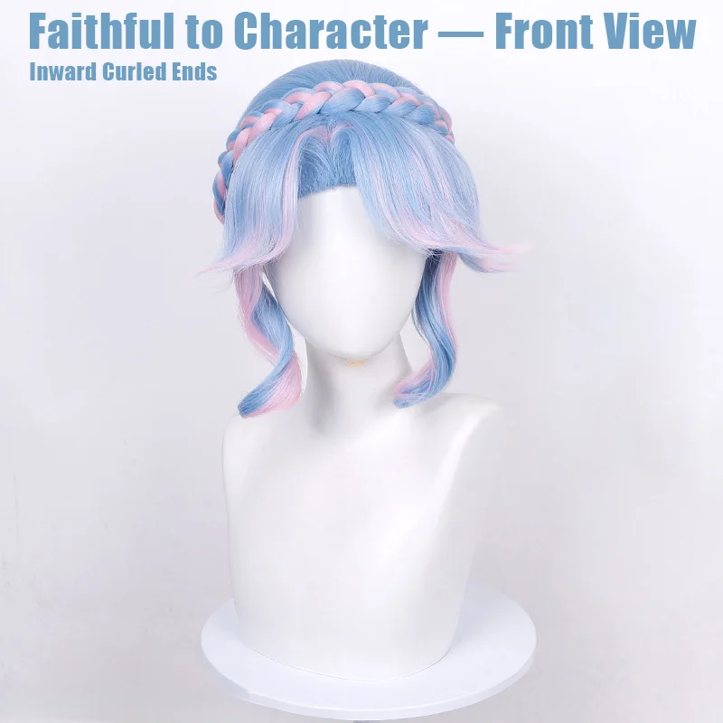 Anime Identity V Gardener Wilis Cosplay Wig Blue Pink Gradient Updo Braids For Halloween Comicon Party Adult Women Men