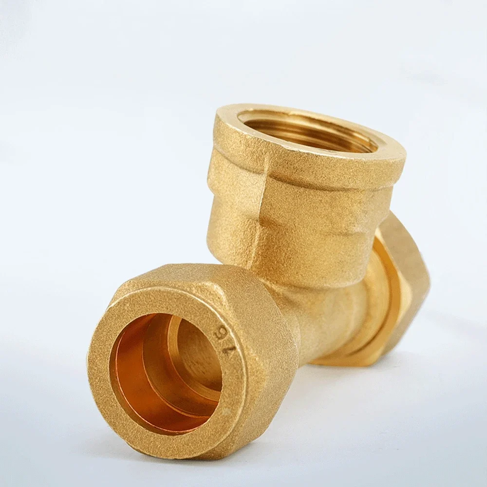 Compression Fitting for 22mm Tube Brass Ferrule Union 1/2" BSPP Female Thread Tee Ferrule-type Compression Joint Water Gas Fuel