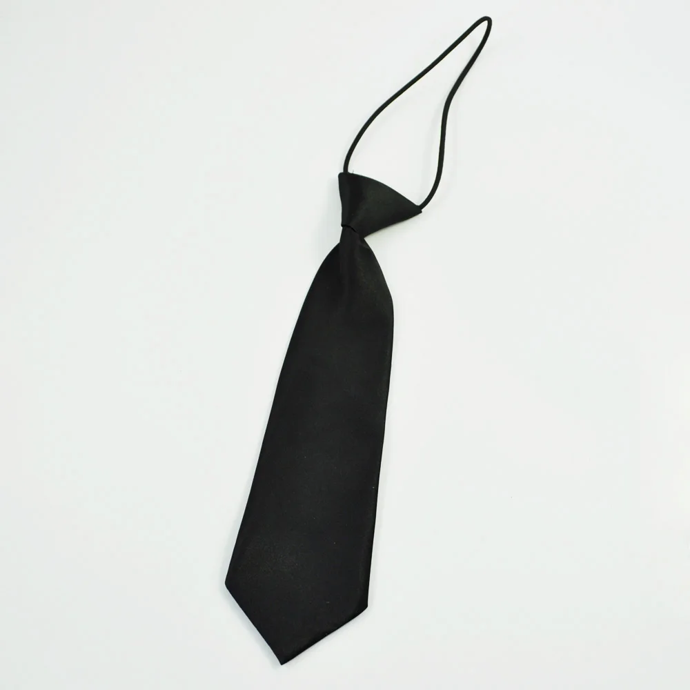 Solid Black Polyester Elastic Slim Necktie Neck Tie for Child