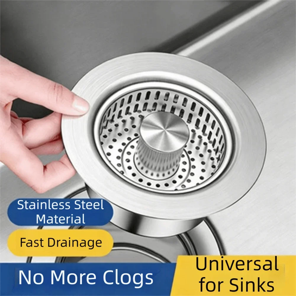 Rust-proof Kitchen Sink Drain Strainer Durable Stainless Steel Sink Stopper Filter Sink Easy To Clean Sink Strainer Drain Basket
