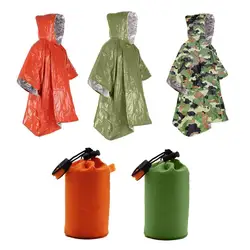 Emergency Survival Rain Hot Poncho Thermal Survival Space Blanket Thermal Raincoat Heat Reflective Waterproof for Camping Hiking