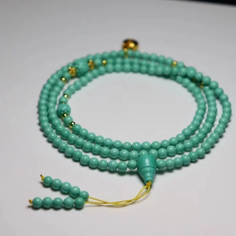 Shiyan Turquoise High Porcelain 108 Multi-Circle Round Bead Bracelet Necklace Buddhist Beads Men and Women Optimized