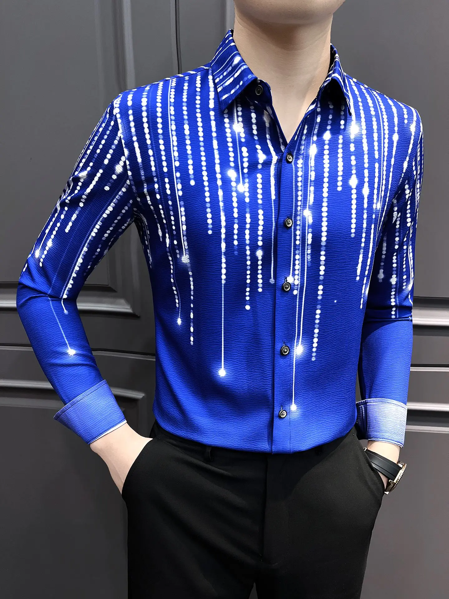 

Flower Shirt Men's Long Sleeved 2026 New Men Spring and Autumn Printed Shirt