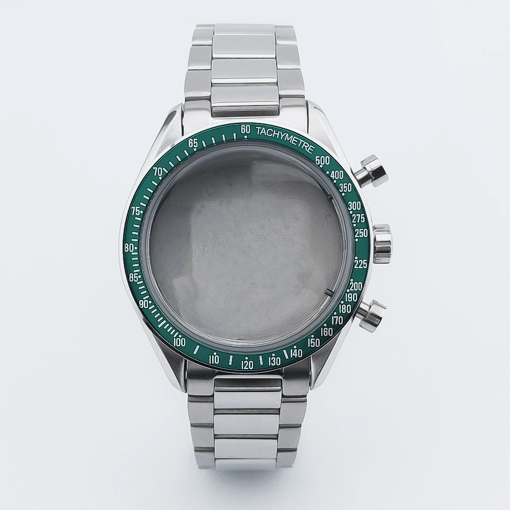 NEITON 40mm Dome Glass Silver Blue Black Square Watch Case Stainless Steel Fit VK63 Quartz Movement image 3