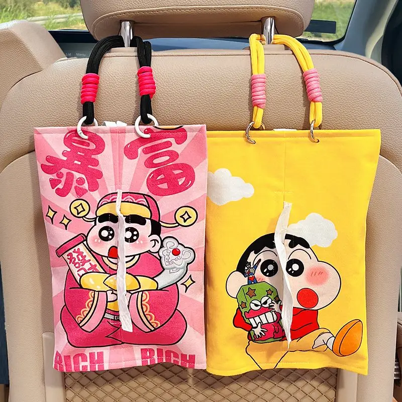 

Crayon Shin-chan Nohara Shinnosuke Cute Creative Cartoon Car Seat Back Tissue Hanging Bag Anime Peripheral Car Tissue Box Gift