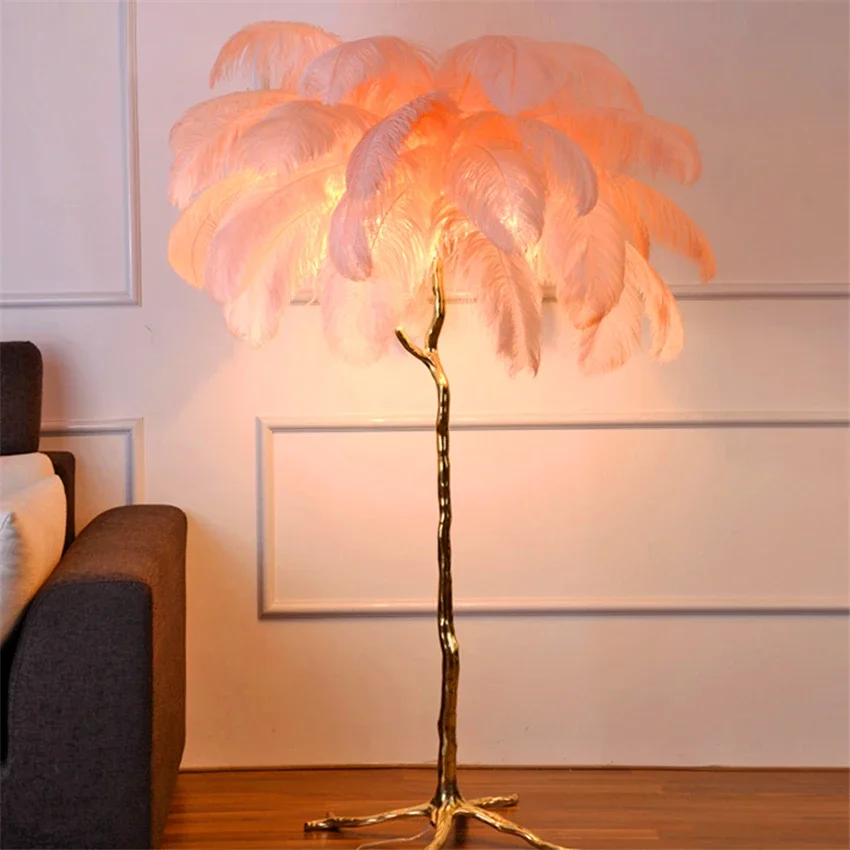 Imagem -03 - Cabelo de Avestruz Moderno Conduziu as Lâmpadas de Assoalho do Hotel Sala Estar Conduziu a Luz do Assoalho do Cabelo da Avestruz Lâmpada Lampadaire de Iluminação do Salão o
