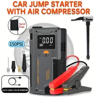 4-in-1 Portable Car Jump Starter with 150PSI Air Compressor Power Bank Booster Automotive Tyre Inflator Car Starter Device
