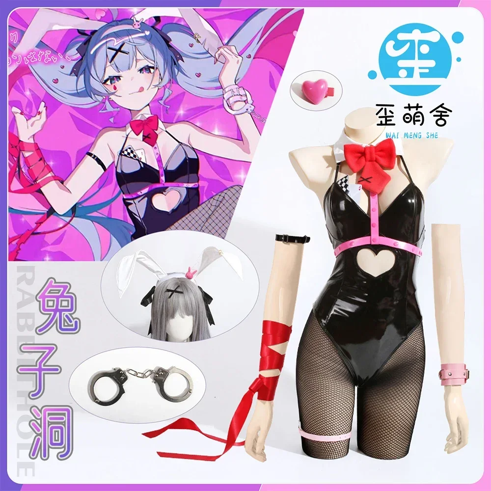 Mikuu Cosplay Pink Bunny Suit Mosaic Roll Rabbit Hole  Halloween Costumes for Women Bunny Girl Costume Anime Cosplay