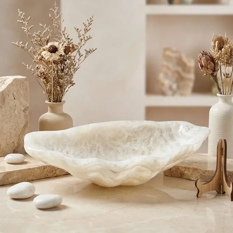 Luxury Shell Shaped Jade Fruit Plate Elegant Coffee Table Decor for Living Room Modern Home Ornament Real Estate Model