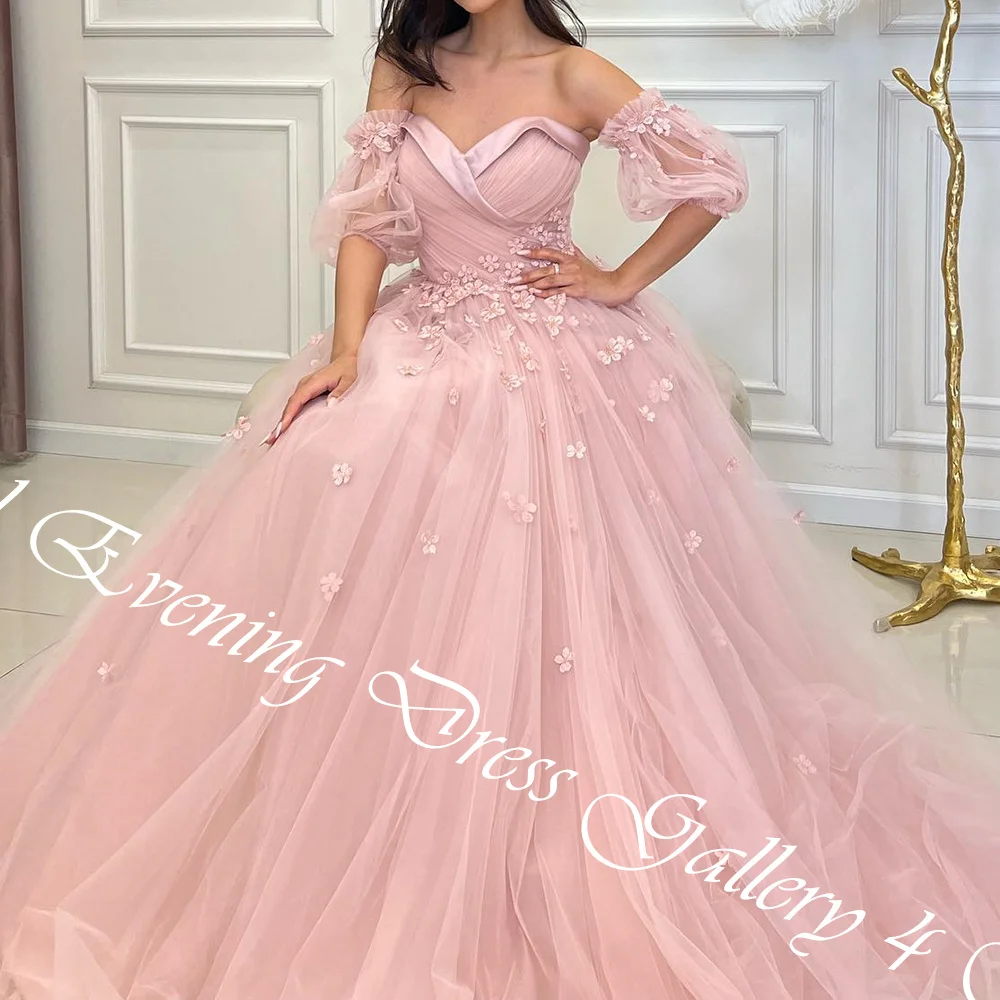 Dostosowane wykwintne aplikacje drapowane bez ramiączek długość podłogi linia A Vestidos De Fiesta Organza Off The Shoulder suknie typu Sweep Train