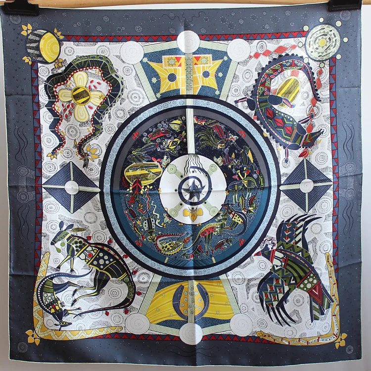 

100% Mulberry Silk Scarf 90CM Luxury Designers Square Bandanas Women Rolled Edges Scarfs for Women Christmas Gift 90cm