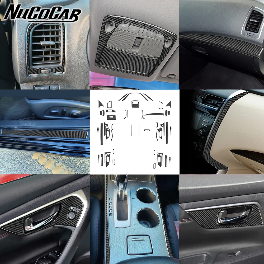 For Nissan Teana 2013-2018 Carbon Fiber Air vents Radio Door switch handle panel Car Interior Accessories Decorative Stickers