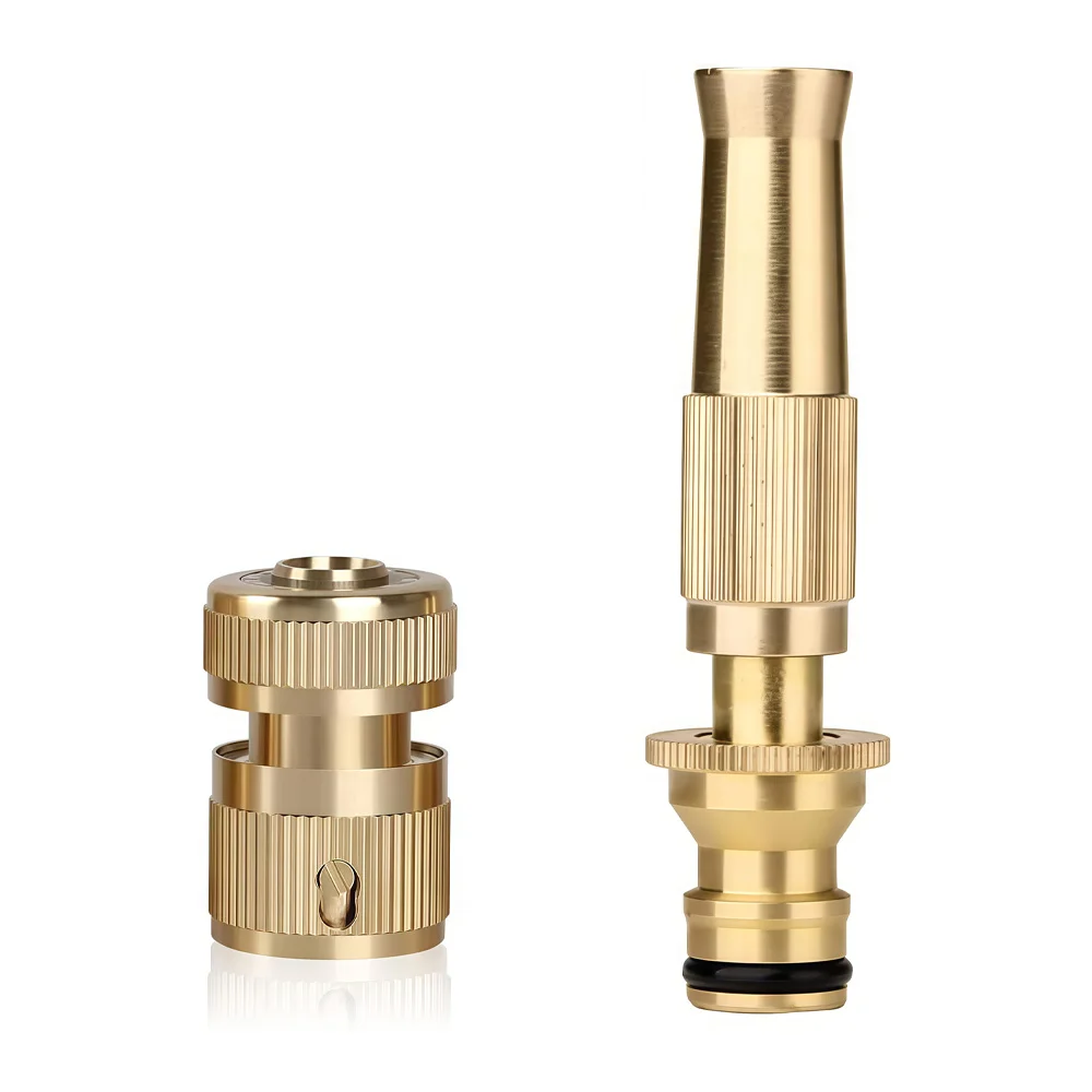 Spray Nozzle Water Gun Brass High Pressure Direct Spray Sprinkler Quick Connector Home Garden Hose Adjustable Gun