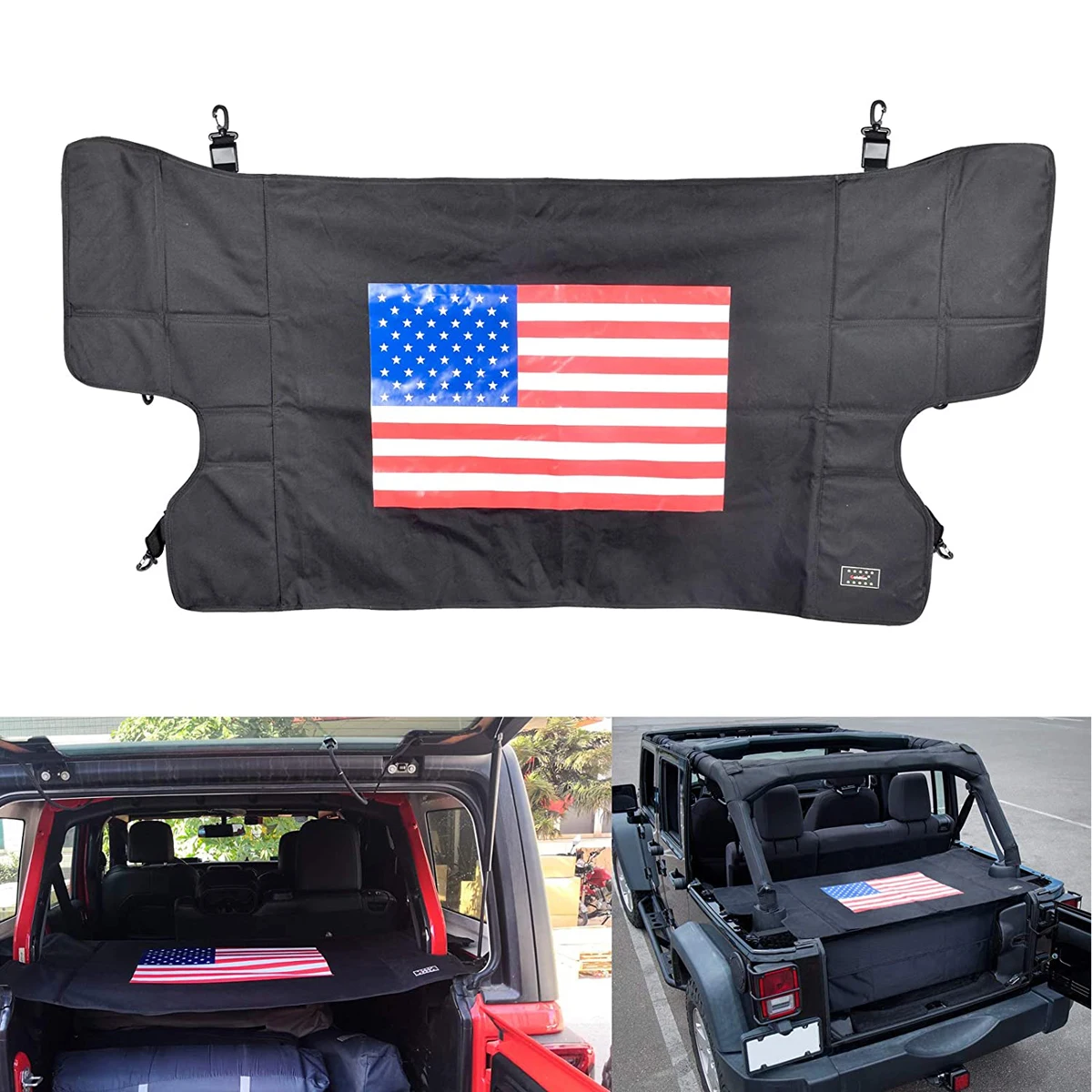 

For Wrangler 2018-2020 Cargo Cover Rear Trunk Cargo Luggage Security Shade Cover Protector Shield JL USA Flag Trunk