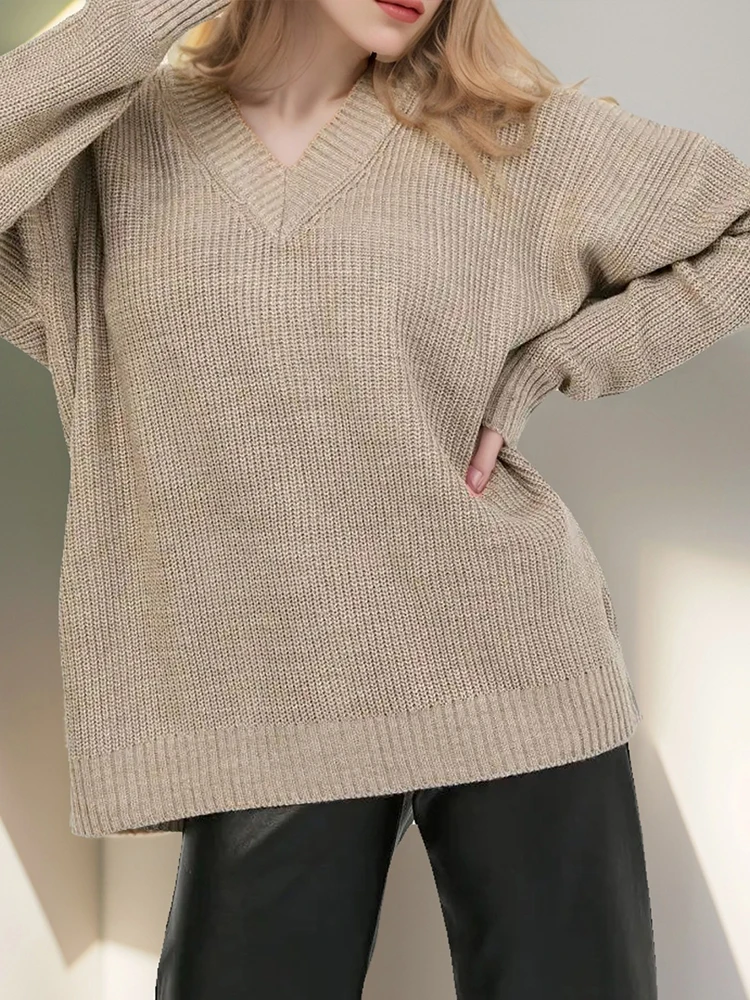 

2024 New Autumn Winter Pullovers Streetwear Fashion Loose Solid Pullovers Women Casual Versatile Long Sleeve Knitt Sweaters