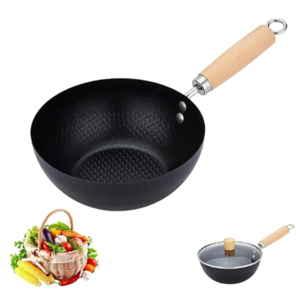 20 cm For mini Wok Cast Iron Skillet Pan FOR Gas Electric Induction Stoves Natural Performance No Synthetic Coating 11 x 7.5 cm