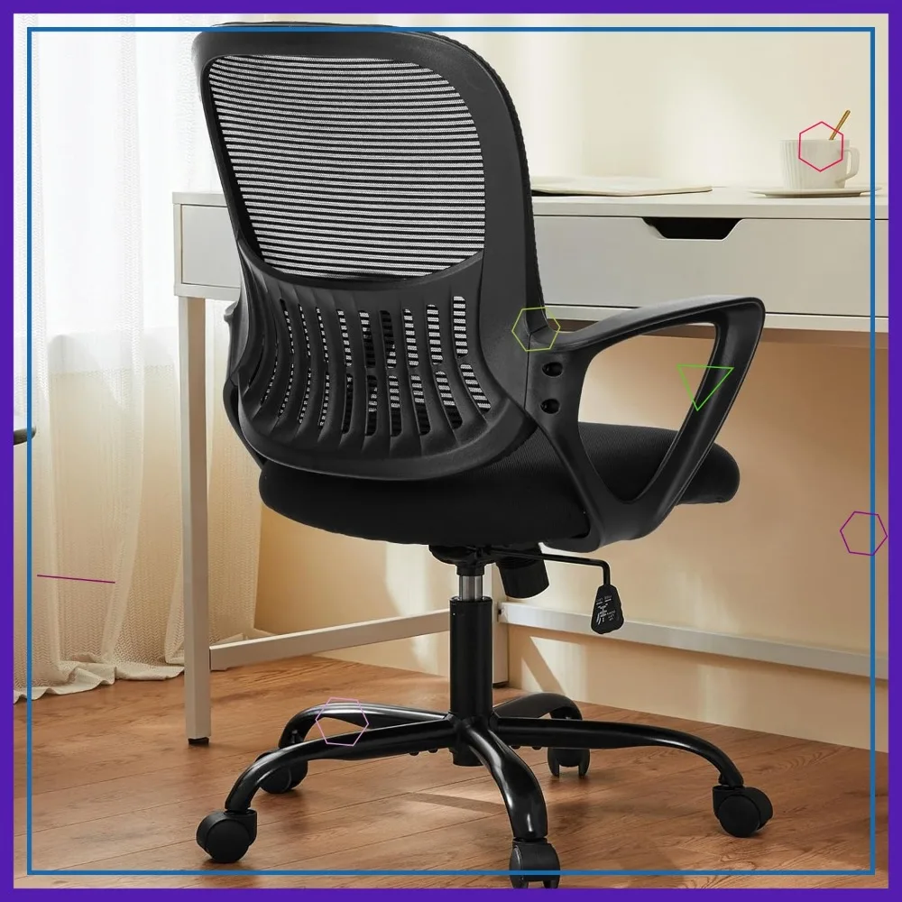

Ergonomic Mid-Back Mesh Office Chair with Lumbar Support, Wheels, and Armrests for Home or Office Use