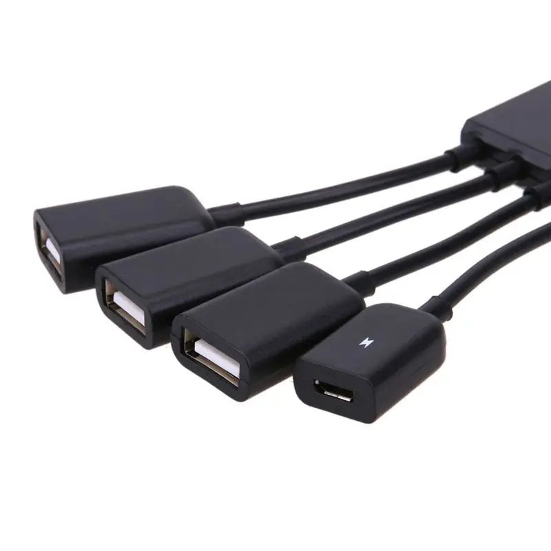 A73T 2Pcs 4 Port Micro-USB OTG Hub Cable Connector Spliter Adapter for Android Tablet Computer PC Power Charging