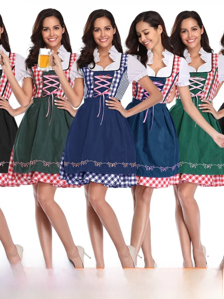 

Хэллоуин, баварский костюм для выступлений, комплект размеров, разделенный наряд для фестиваля пива, женская этническая одежда, сценическая одежда, хлопковый материал