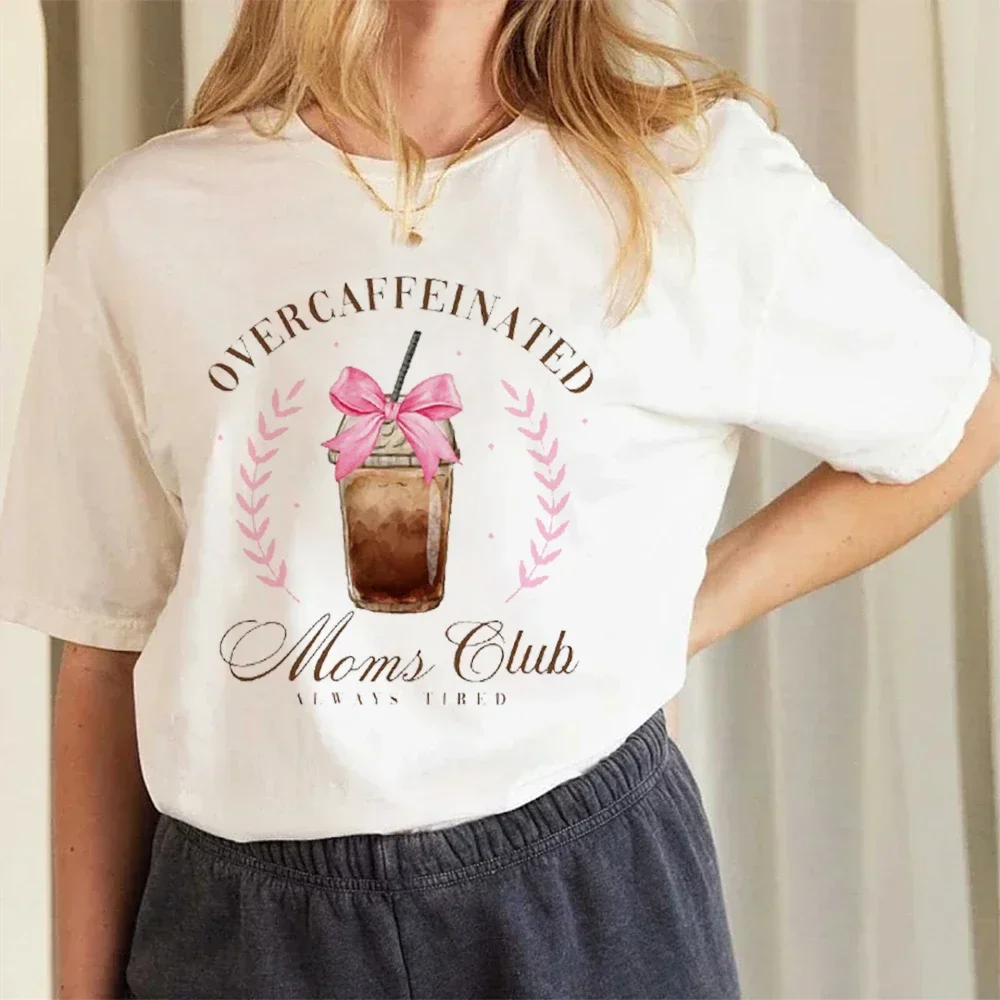 

Одежда для мам, топ с коротким рукавом с принтом, модная универсальная уличная Веселая футболка с мультяшным принтом для женщин