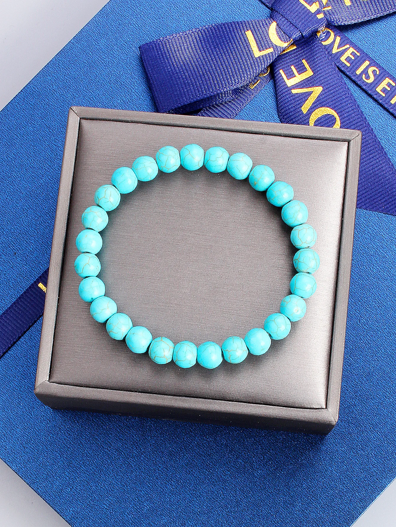 Natural Stone Turquoise Bead Bracelet for Healing Calm Energy Protection & Harmony Positive Vibes Spiritual Wellness Jewelry New
