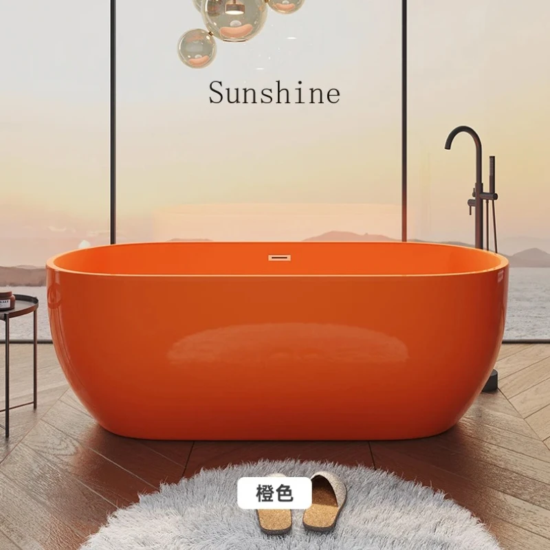Color acrylic bathtub adult household small apartment black mini freestanding removable bath