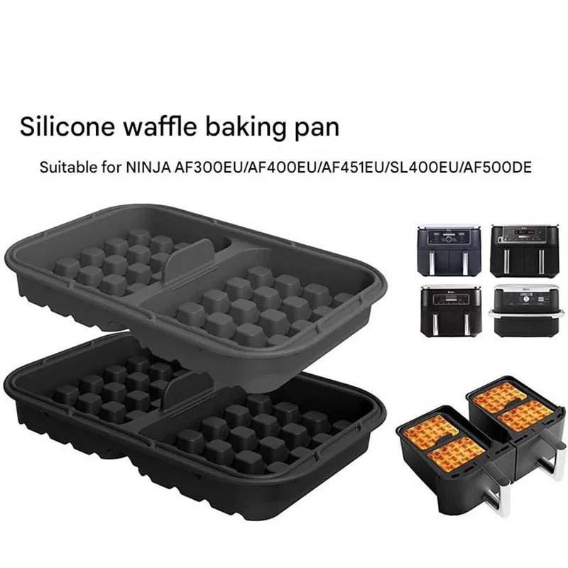 2PCS Silicone Baking Mold for Air Fryers Nonstick Waffle and Cake Tray Compatible with Ninja Versatile Kitchen Accessory