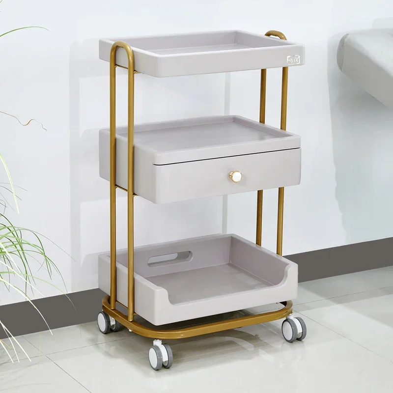 Carrito rodante pequeño para salón de belleza, mueble de almacenamiento estético, carrito de Maquillaje y peluquería, Carro Auxiliar para cosméticos y barbería