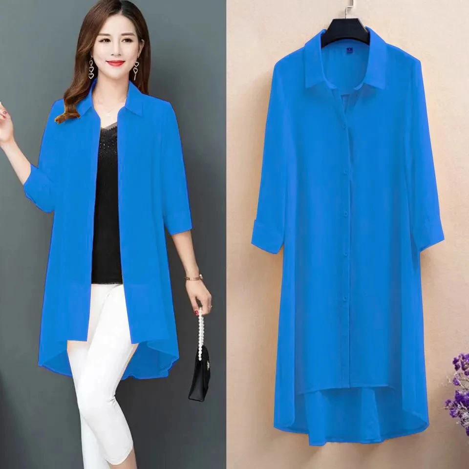 4XL Female Long Cardigans 2024 New Summer Women Loose Coat Jacket Ladies Shawl Outerwear Chiffon Sun Protection Jacket Mujer