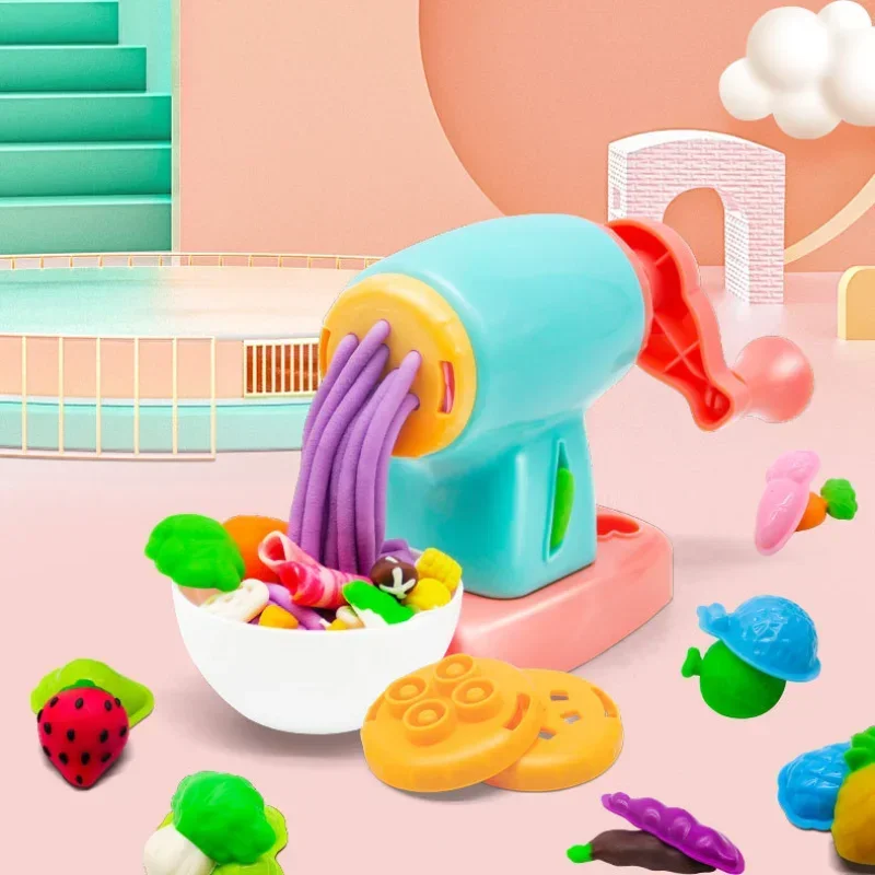 Creative DIY Handmade Mold Tool Ice Cream Noodles Machine Colorful Plasticine Making Toys Kids Play House Toys Colored Clay Gift