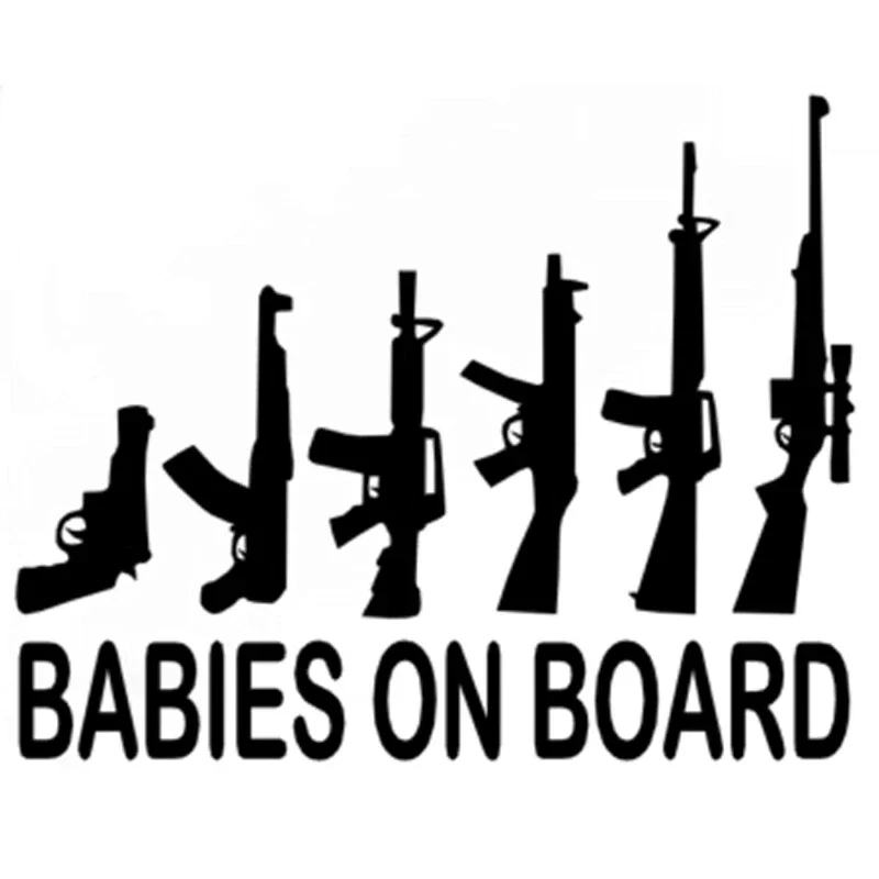 

Creative Decal Babies on Board My Gun Family Car Sticker Vinyl Automobile Decoration Waterproof Stickers,12cm*10cm