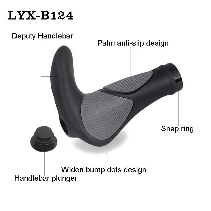 Bilateral Locking Non-slip Rubber Bicycle Grips Mountain Bike Handle Cover Cycling Handlebar Casing Riding Accessories