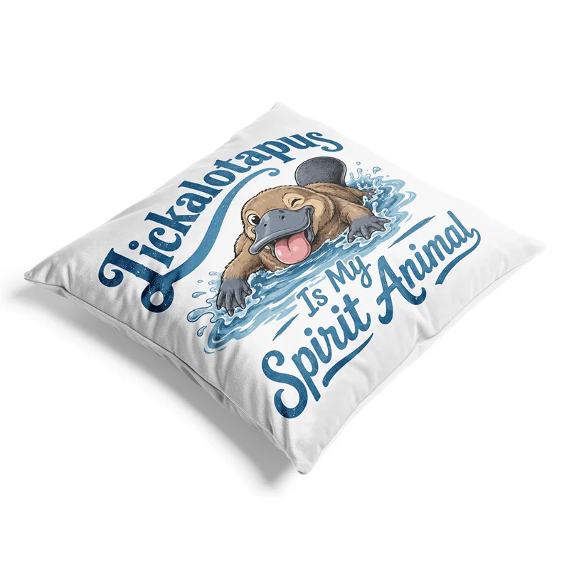 Aertemisi Lickalotapus is My Spirit Animal Pillow Cover Funny Platypus Art Retro Dinosaur Pun Cushion Case Throw Pillow Cover