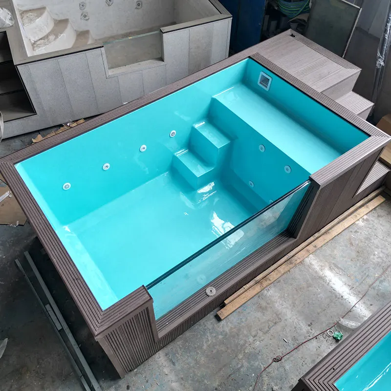 Piscina Elevada para Exteriores de Bajo Mantenimiento con Mosaicos, Ventana de Vidrio, Casa Prefabricada, Piscina de Fibra de Vidrio para Jardín