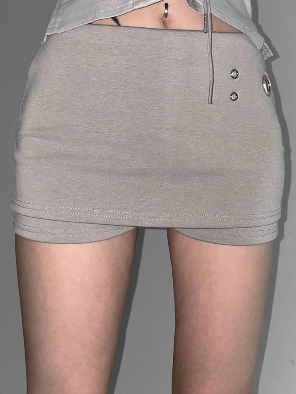 Low Waist Ring Decorated Bodycon Skirt Anti-Light Sexy Women's  Dress Korean Style Knitted Skirt for Date And Commute